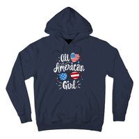 All American Girl Wo American Flag 4th of July Patriotic Hoodie