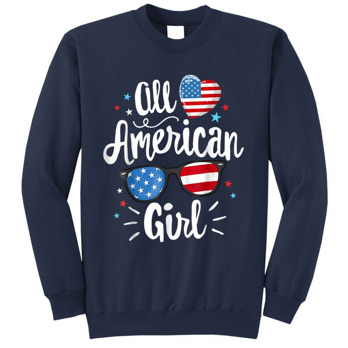 All American Girl Wo American Flag 4th of July Patriotic Sweatshirt