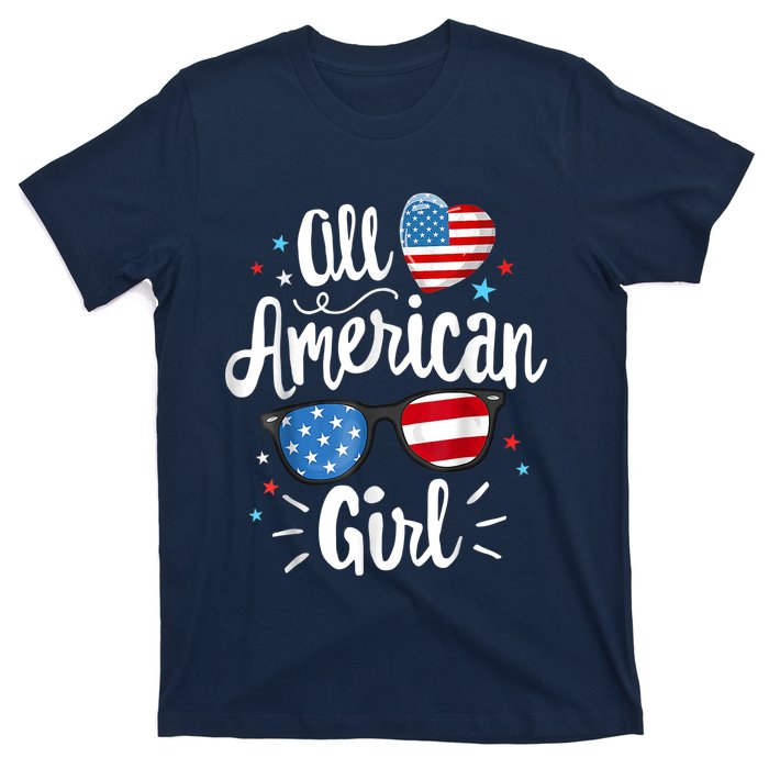 All American Girl Wo American Flag 4th of July Patriotic T-Shirt