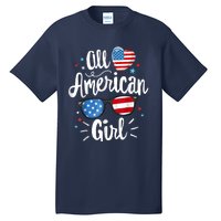 All American Girl Wo American Flag 4th of July Patriotic Tall T-Shirt