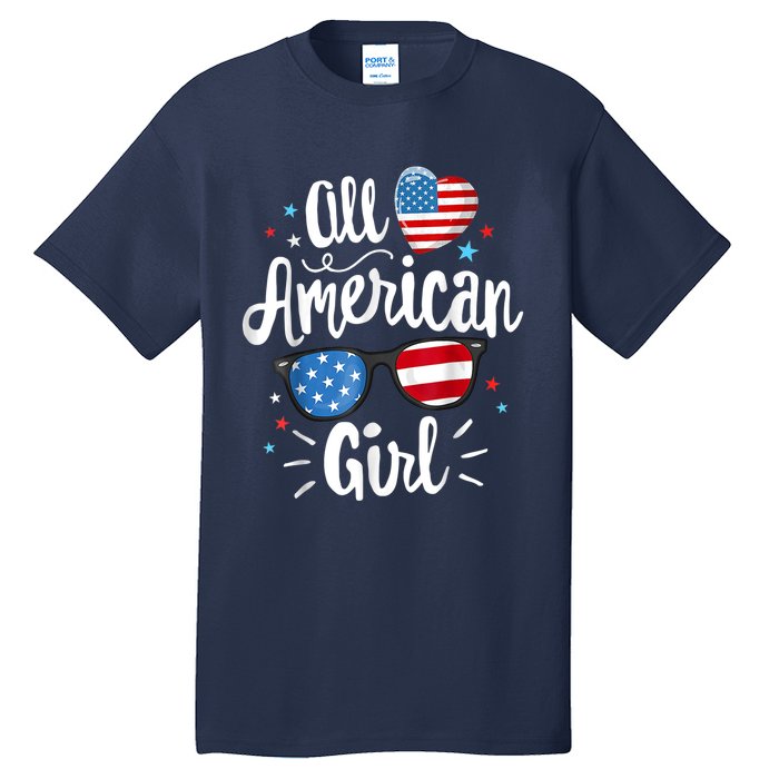 All American Girl Wo American Flag 4th of July Patriotic Tall T-Shirt