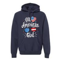 All American Girl Wo American Flag 4th of July Patriotic Premium Hoodie