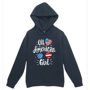 All American Girl Wo American Flag 4th of July Patriotic Urban Pullover Hoodie