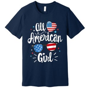 All American Girl Wo American Flag 4th of July Patriotic Premium T-Shirt