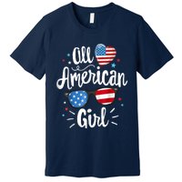 All American Girl Wo American Flag 4th of July Patriotic Premium T-Shirt