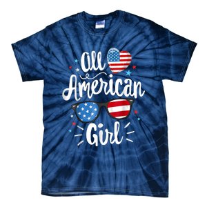 All American Girl Wo American Flag 4th of July Patriotic Tie-Dye T-Shirt