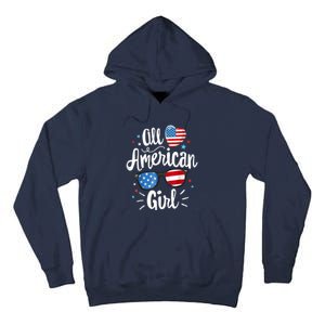 All American Girl Wo American Flag 4th of July Patriotic Tall Hoodie