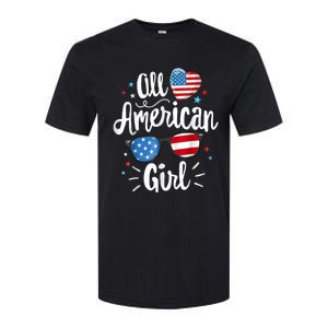 All American Girl Wo American Flag 4th of July Patriotic Softstyle CVC T-Shirt