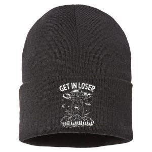 Alien Abduction Get In Loser Ufo Sustainable Knit Beanie