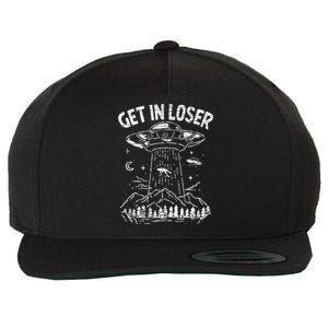 Alien Abduction Get In Loser Ufo Wool Snapback Cap