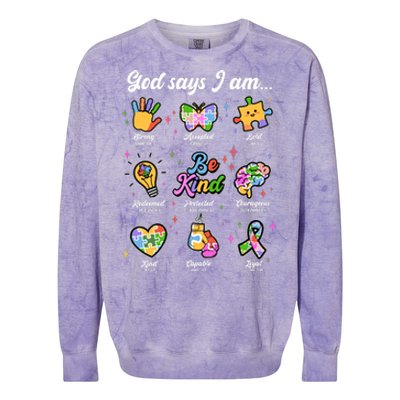 Autism Awareness God Says I Am Colorblast Crewneck Sweatshirt