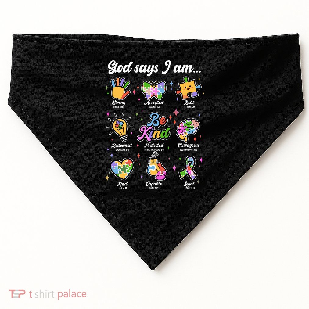 Autism Awareness God Says I Am USA-Made Doggie Bandana
