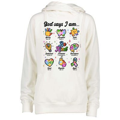 Autism Awareness God Says I Am Womens Funnel Neck Pullover Hood