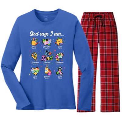 Autism Awareness God Says I Am Women's Long Sleeve Flannel Pajama Set 