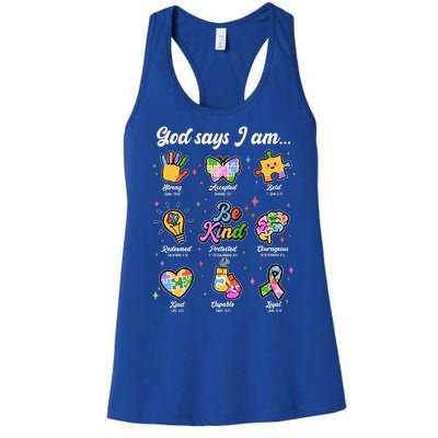 Autism Awareness God Says I Am Women's Racerback Tank