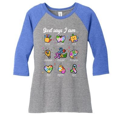 Autism Awareness God Says I Am Women's Tri-Blend 3/4-Sleeve Raglan Shirt