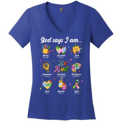 Autism Awareness God Says I Am Women's V-Neck T-Shirt