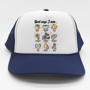 Autism Awareness God Says I Am Trucker Hat