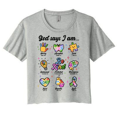 Autism Awareness God Says I Am Women's Crop Top Tee