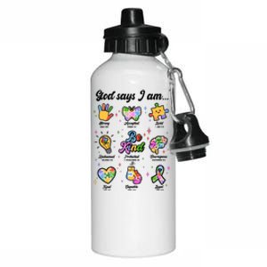 Autism Awareness God Says I Am Aluminum Water Bottle