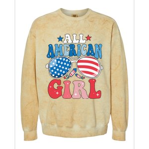 All American Girl Sunglasses 4th Of July Colorblast Crewneck Sweatshirt