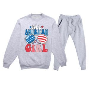 All American Girl Sunglasses 4th Of July Premium Crewneck Sweatsuit Set