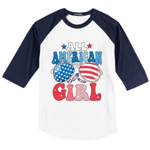 All American Girl Sunglasses 4th Of July Baseball Sleeve Shirt