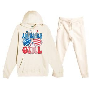 All American Girl Sunglasses 4th Of July Premium Hooded Sweatsuit Set