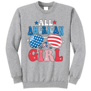 All American Girl Sunglasses 4th Of July Tall Sweatshirt