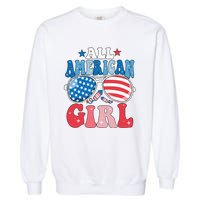 All American Girl Sunglasses 4th Of July Garment-Dyed Sweatshirt