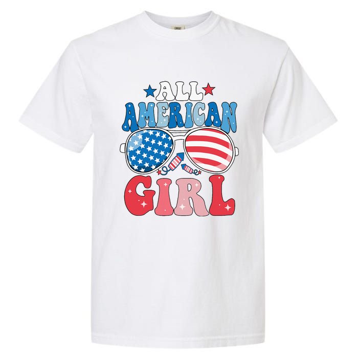 All American Girl Sunglasses 4th Of July Garment-Dyed Heavyweight T-Shirt