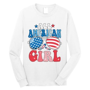 All American Girl Sunglasses 4th Of July Long Sleeve Shirt