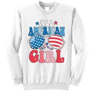 All American Girl Sunglasses 4th Of July Sweatshirt