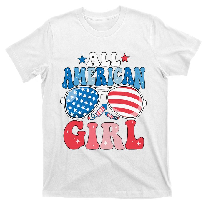 All American Girl Sunglasses 4th Of July T-Shirt