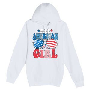 All American Girl Sunglasses 4th Of July Premium Pullover Hoodie