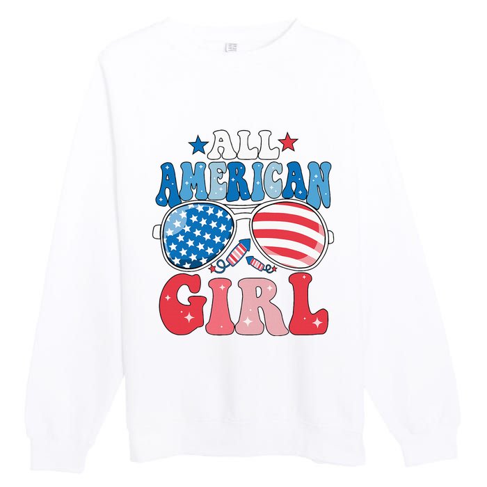 All American Girl Sunglasses 4th Of July Premium Crewneck Sweatshirt