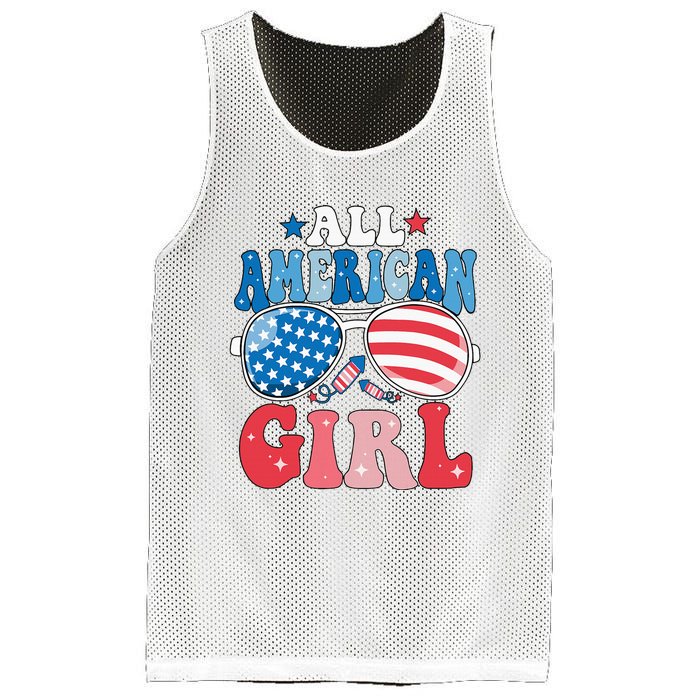 All American Girl Sunglasses 4th Of July Mesh Reversible Basketball Jersey Tank