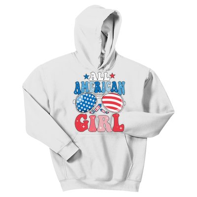 All American Girl Sunglasses 4th Of July Kids Hoodie