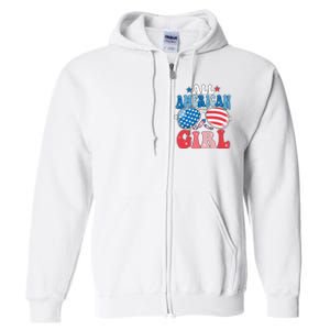 All American Girl Sunglasses 4th Of July Full Zip Hoodie