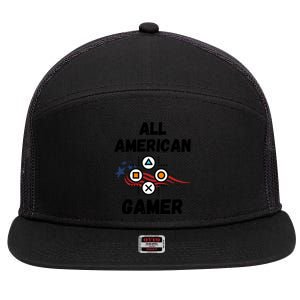 All American Gamer 4th Of July 7 Panel Mesh Trucker Snapback Hat