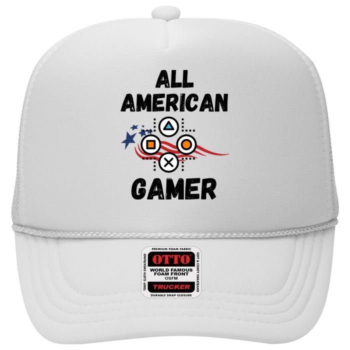 All American Gamer 4th Of July High Crown Mesh Back Trucker Hat