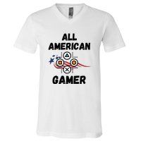 All American Gamer 4th Of July V-Neck T-Shirt