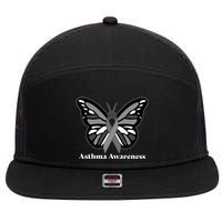 Asthma Awareness Gray Ribbon Butterfly 7 Panel Mesh Trucker Snapback Hat