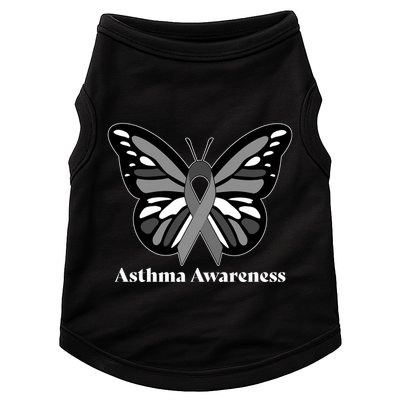Asthma Awareness Gray Ribbon Butterfly Doggie Tank