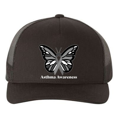 Asthma Awareness Gray Ribbon Butterfly Yupoong Adult 5-Panel Trucker Hat