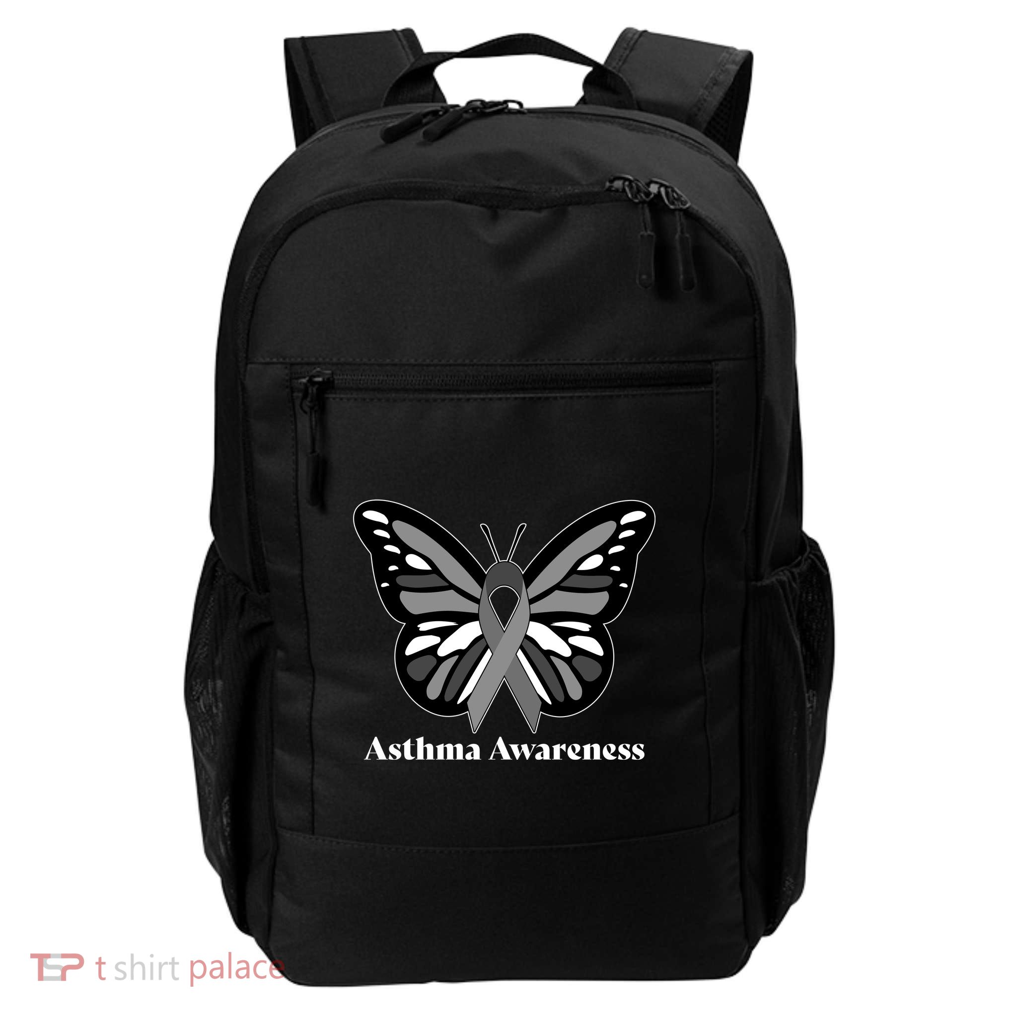 Asthma Awareness Gray Ribbon Butterfly Daily Commute Backpack