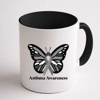Asthma Awareness Gray Ribbon Butterfly Mug