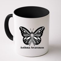 Asthma Awareness Gray Ribbon Butterfly Mug