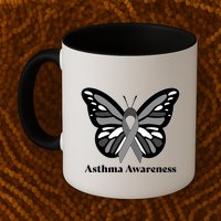 Asthma Awareness Gray Ribbon Butterfly Mug
