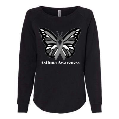 Asthma Awareness Gray Ribbon Butterfly Womens California Wash Sweatshirt